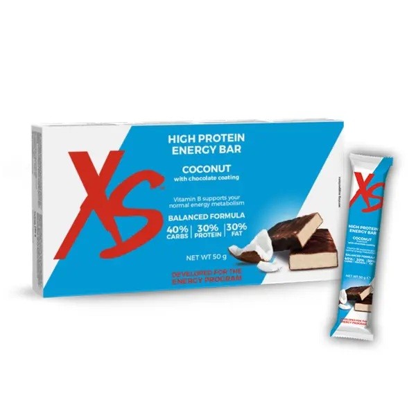 High Protein Energy Bar XS™ – Kokosnussgeschmack mit Schokoladenüberzug - 14 Riegel, je 50g (700g) -